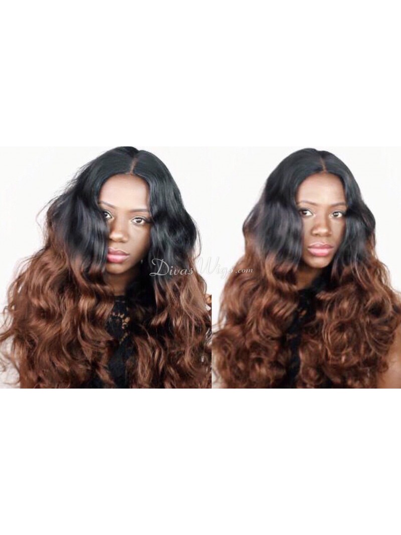 Stock Ombre Wavy Full Lace Human Hair Wig-WC030 - Shop by 