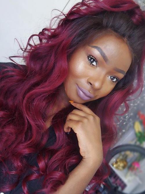 Custom Dark Wine Wavy Full Lace Human Hair Wig Wst688 Home