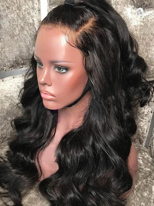 Straight Peruvian Virgin 360 Lace Frontal Human Hair Wig With Wand